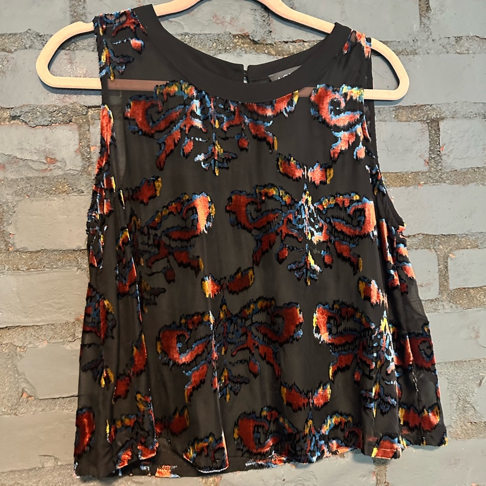 Astr sheer and velvet top